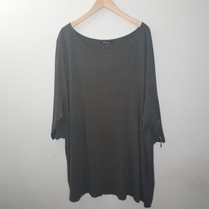 Ulla Popken Boat Neck Zipper Sleeve Top Size 28